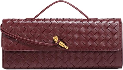 JYG Woven Handbag for Women Fashion Evening Shoulder Bag PU Leather Handmade Clutch Purse Casual Crossbody Bags 2024