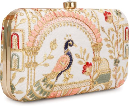 LONGING TO BUY Hand Crafted Designer Box Clutch – Zari Embroidery For Women